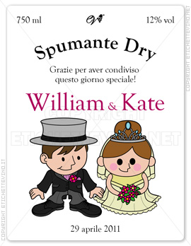Etichetta Vino
750 ml
12% vol
Spumante Dry
Grazie per aver condiviso
questo giorno speciale!
William & Kate
29 aprile 2011